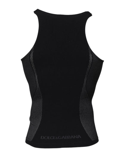 T-shirt débardeur sans manches en nylon noir Dolce &amp; Gabbana