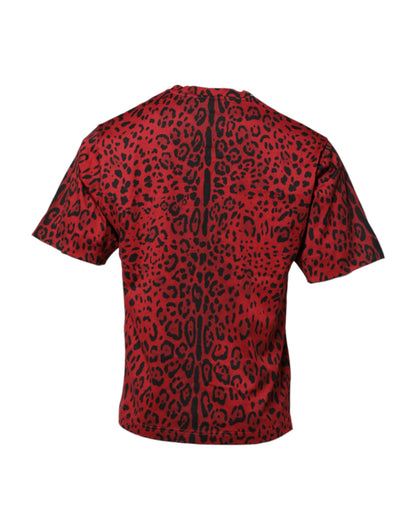 T-shirt à manches courtes en coton rouge léopard Dolce &amp; Gabbana