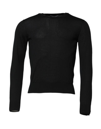 T-shirt ras du cou à manches longues en cachemire noir Dolce &amp; Gabbana