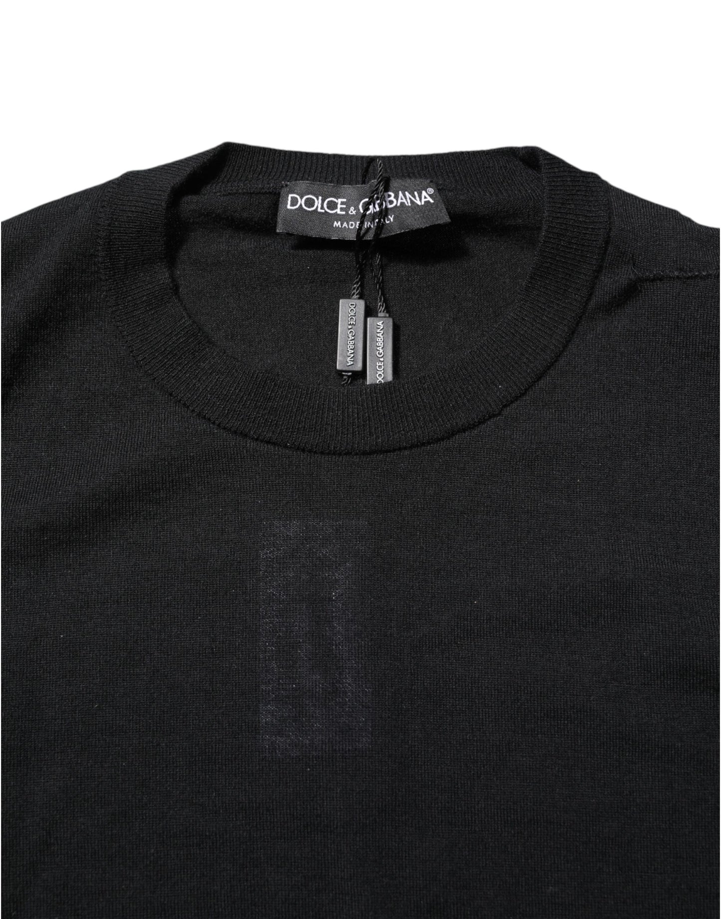 T-shirt ras du cou à manches longues en cachemire noir Dolce &amp; Gabbana