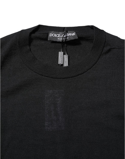 T-shirt ras du cou à manches longues en cachemire noir Dolce &amp; Gabbana