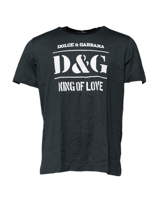 T-shirt à manches courtes imprimé en coton noir Dolce &amp; Gabbana