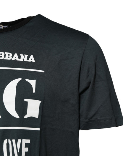 T-shirt à manches courtes imprimé en coton noir Dolce &amp; Gabbana