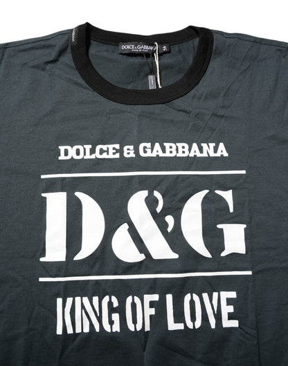 T-shirt à manches courtes imprimé en coton noir Dolce &amp; Gabbana