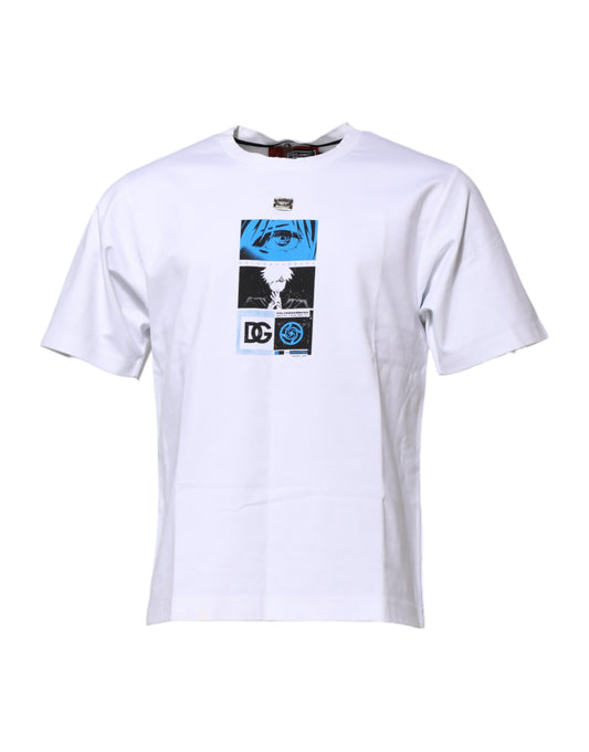 T-shirt col rond en coton blanc à imprimé graphique Dolce &amp; Gabbana