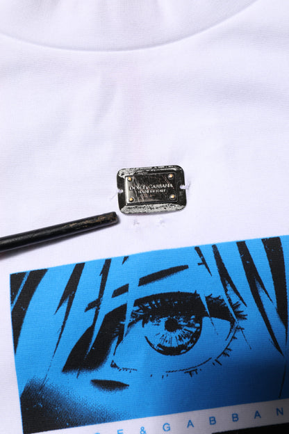 T-shirt col rond en coton blanc à imprimé graphique Dolce &amp; Gabbana