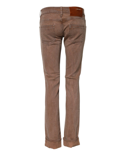 Eight Brown Cotton Slim Fit Denim Low Waist Jeans