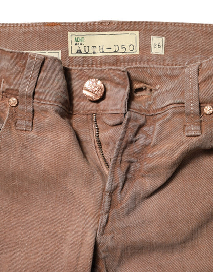 Eight Brown Cotton Slim Fit Denim Low Waist Jeans