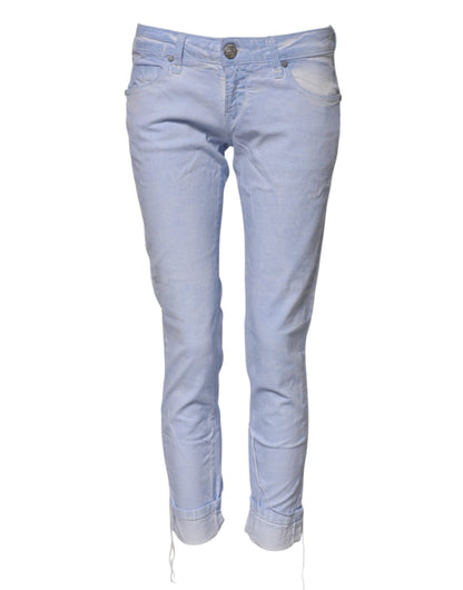 Huit jeans slim en coton bleu clair taille basse