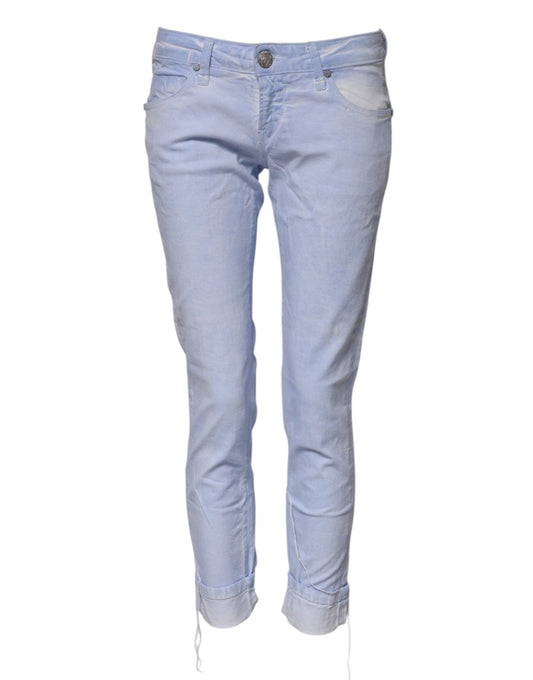 Huit jeans slim en coton bleu clair taille basse
