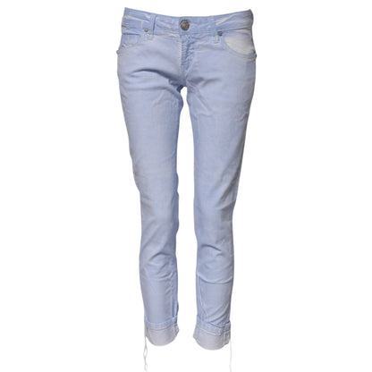 Huit jeans slim en coton bleu clair taille basse