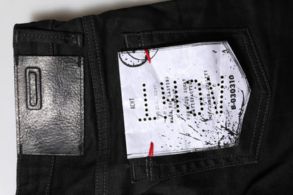 Huit jeans en denim noir coupe slim taille basse en coton