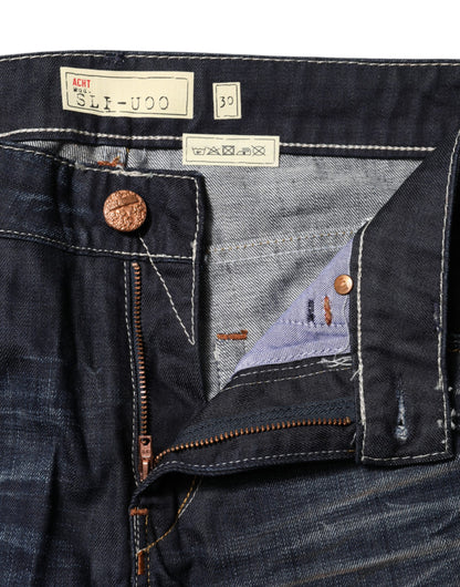 Jean évasé taille moyenne en coton délavé bleu Eight