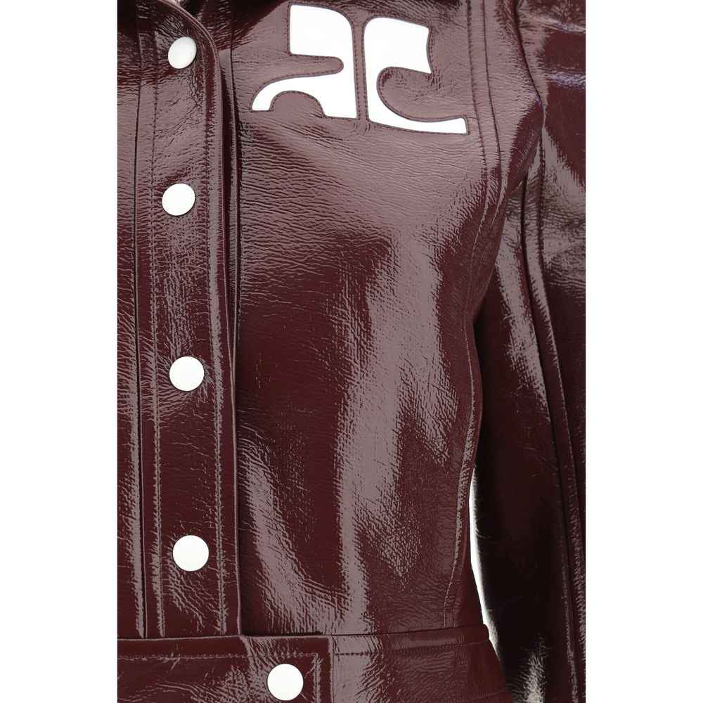 Cotton Jacket Courrèges Cropped Leather-Effect Front Snap