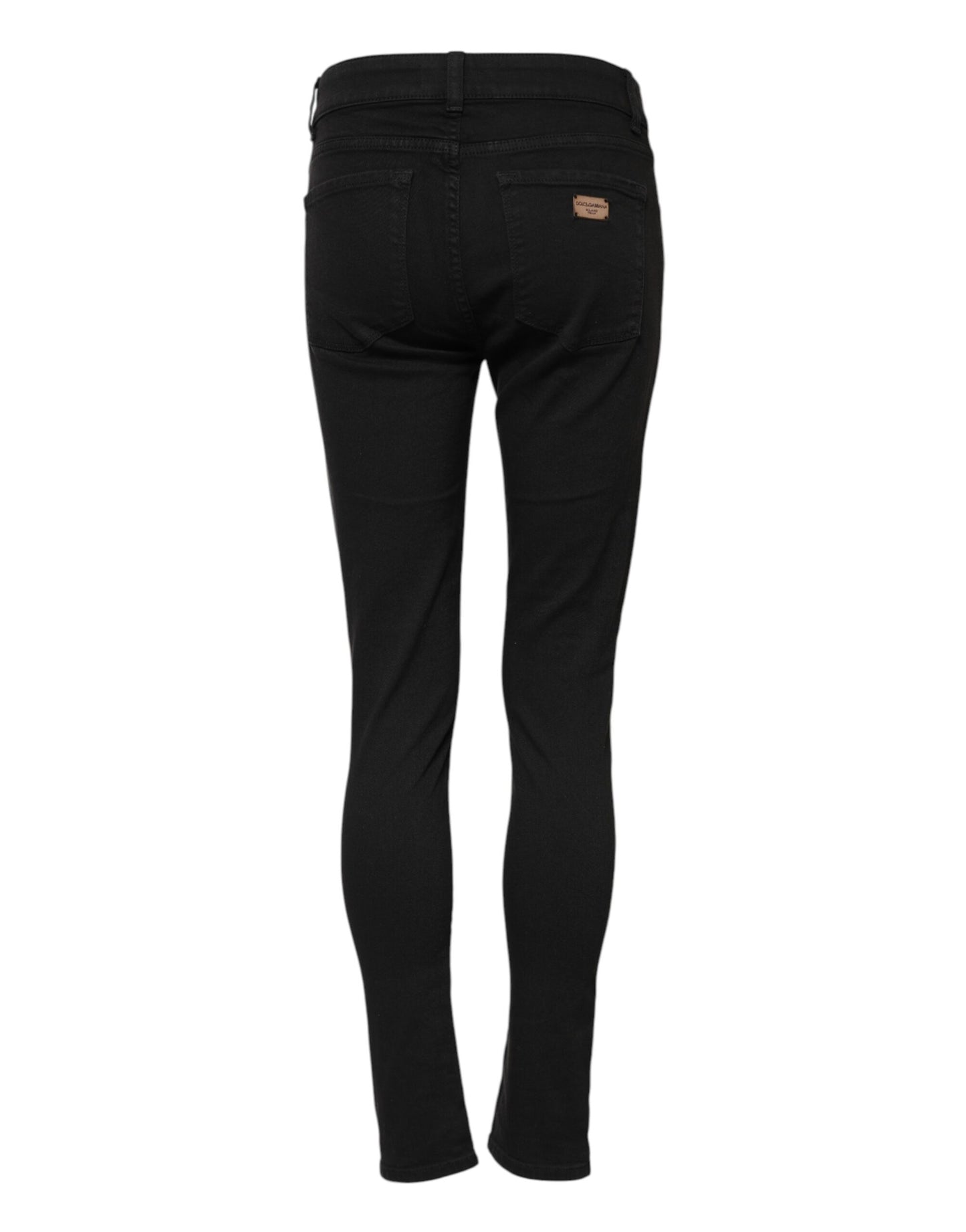 Dolce & Gabbana Black Cotton Skinny Mid Waist Denim Jeans by Dolce & Gabbana