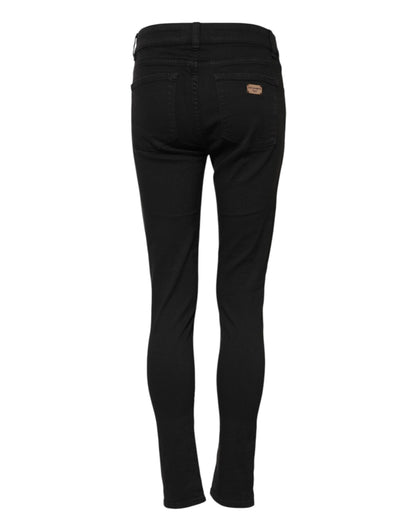 Dolce & Gabbana Black Cotton Skinny Mid Waist Denim Jeans by Dolce & Gabbana