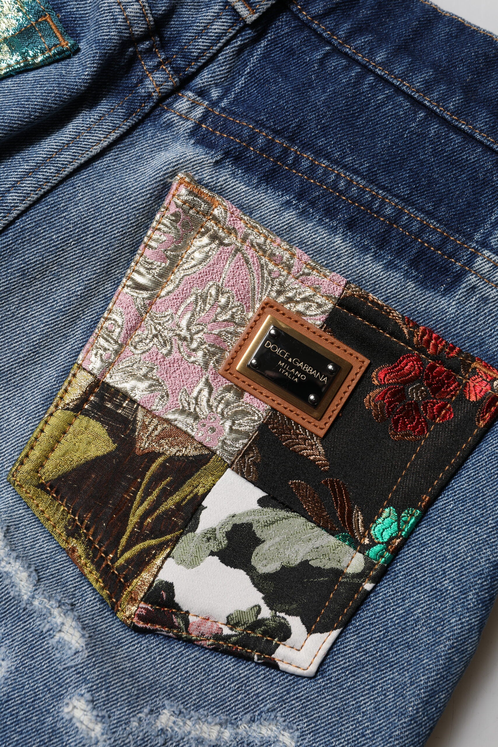 Dolce & Gabbana Blue Tattered High Waist Women Denim Jeans by Dolce & Gabbana