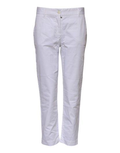 Dolce &amp; Gabbana White Cotton Stretch Mid Waist Jeans
