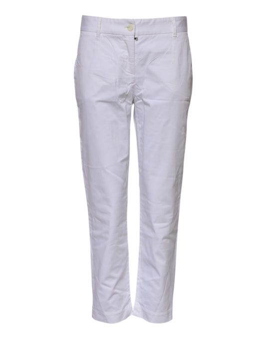 Dolce &amp; Gabbana White Cotton Stretch Mid Waist Jeans