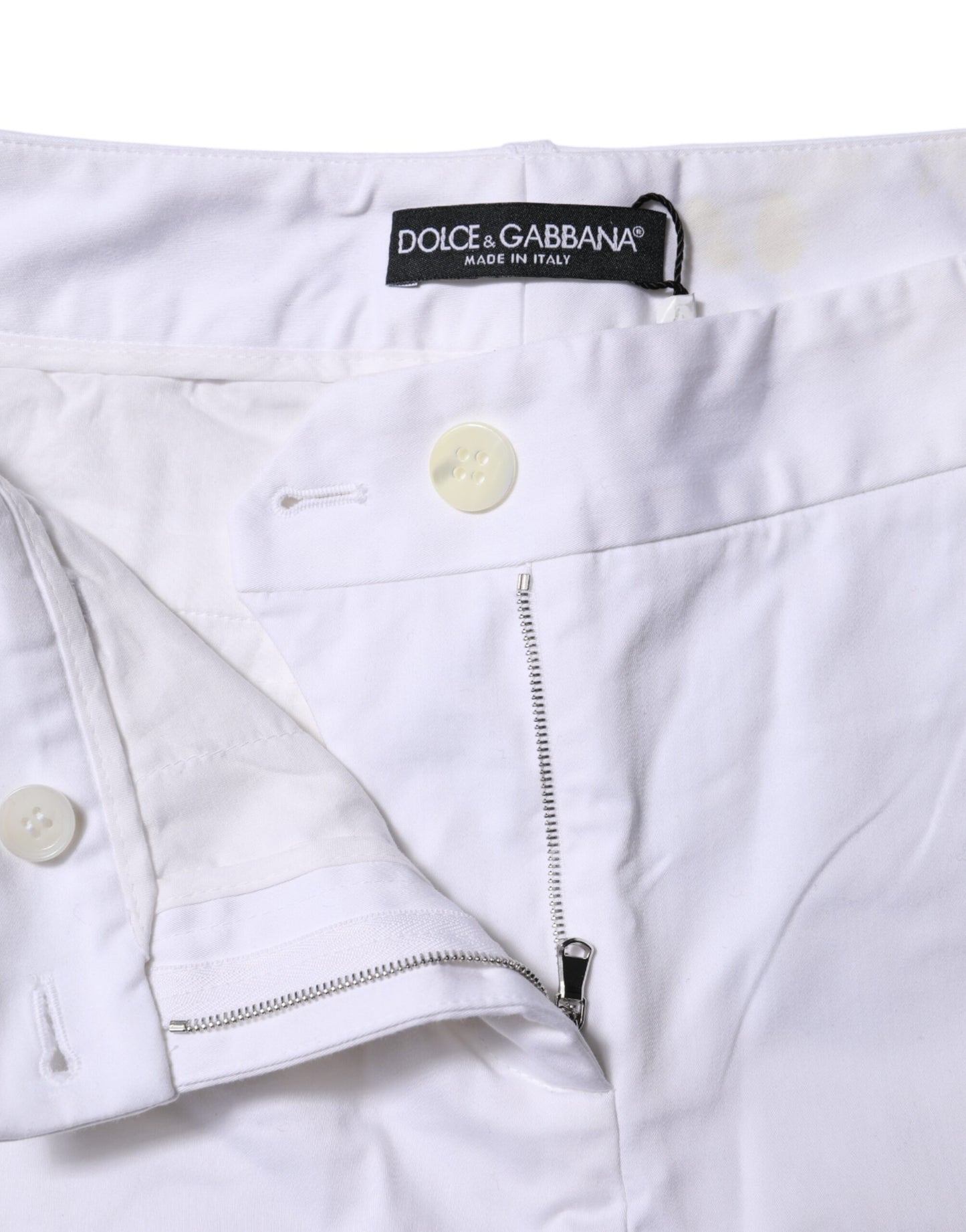 Dolce &amp; Gabbana White Cotton Stretch Mid Waist Jeans