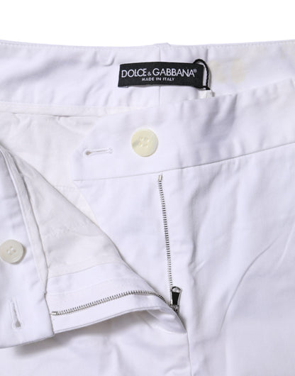 Dolce &amp; Gabbana White Cotton Stretch Mid Waist Jeans