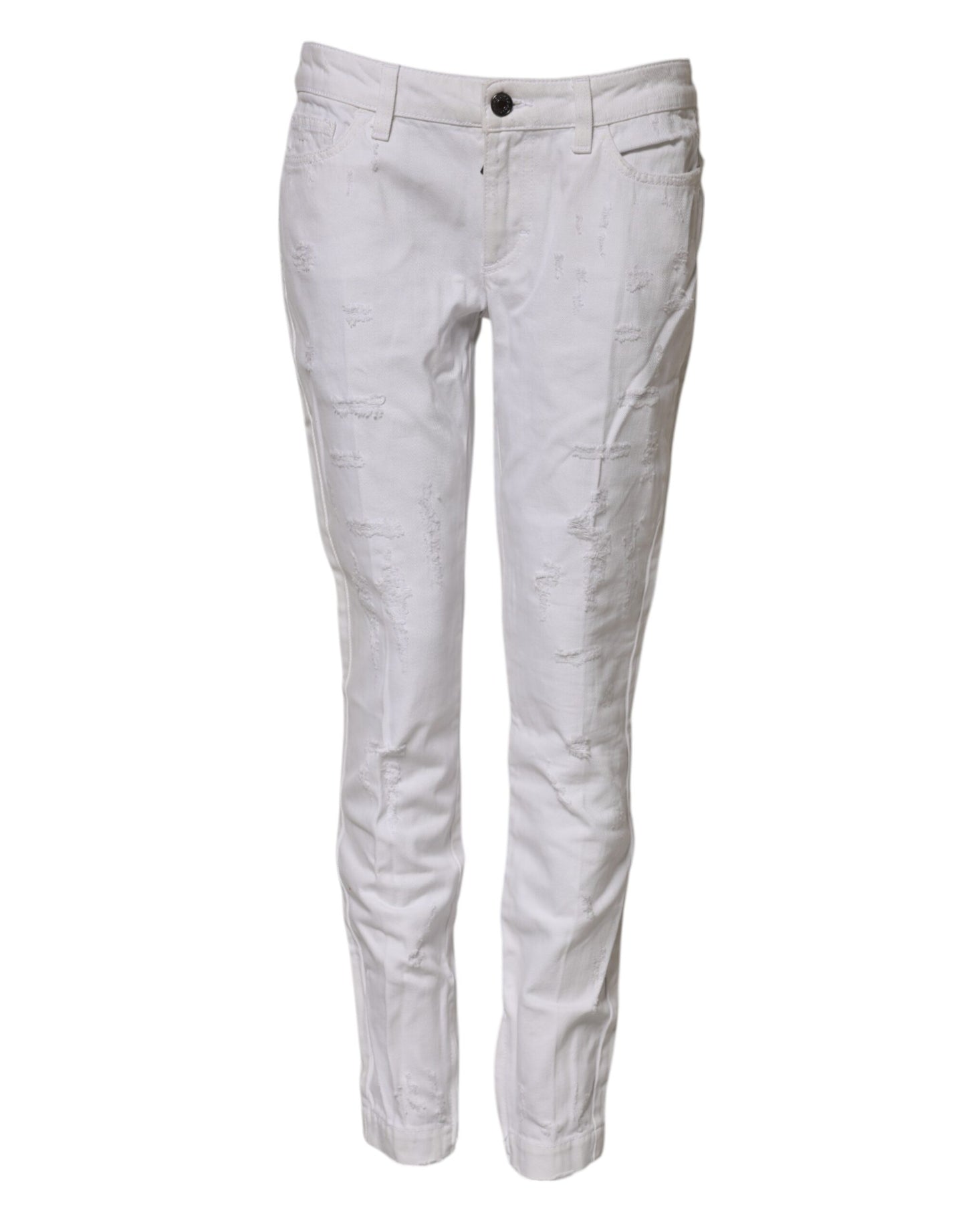Dolce & Gabbana White Cotton Mid Waisted Women Denim Jeans by Dolce & Gabbana