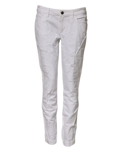 Dolce & Gabbana White Cotton Mid Waisted Women Denim Jeans by Dolce & Gabbana