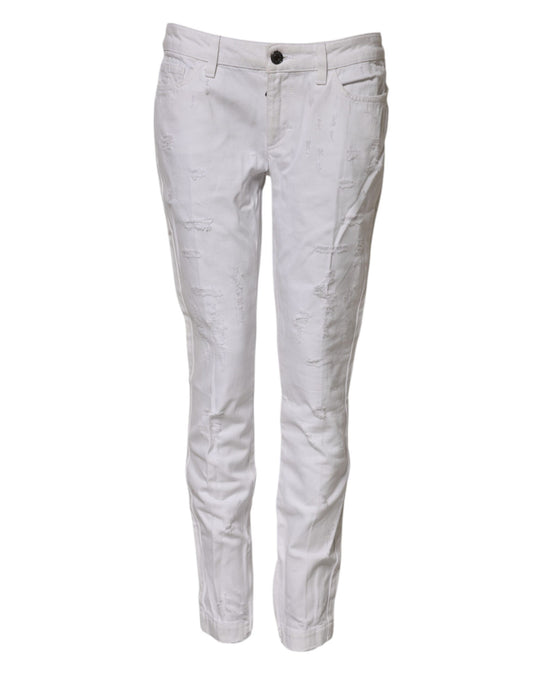 Dolce & Gabbana White Cotton Mid Waisted Women Denim Jeans by Dolce & Gabbana
