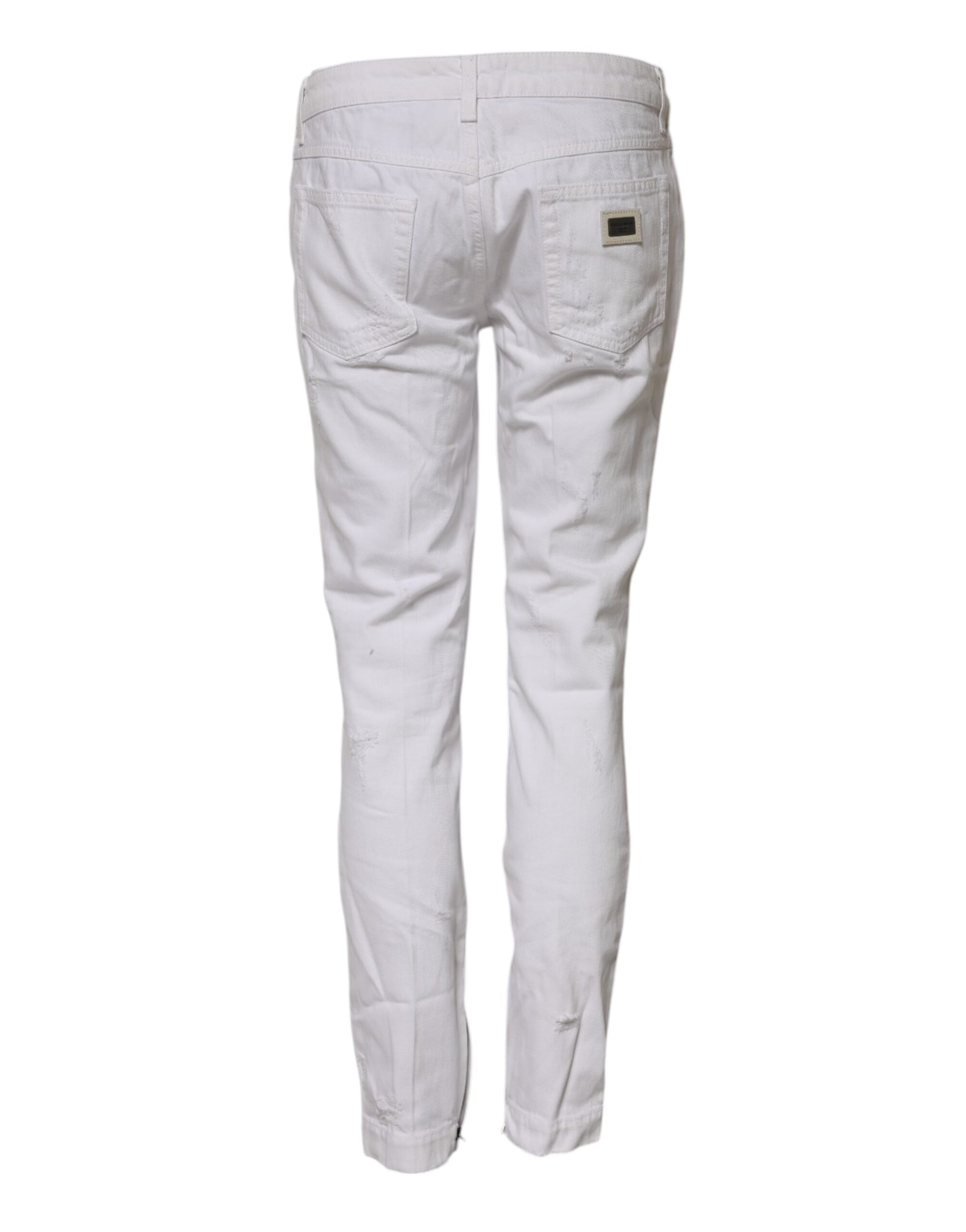 Dolce & Gabbana White Cotton Mid Waisted Women Denim Jeans by Dolce & Gabbana
