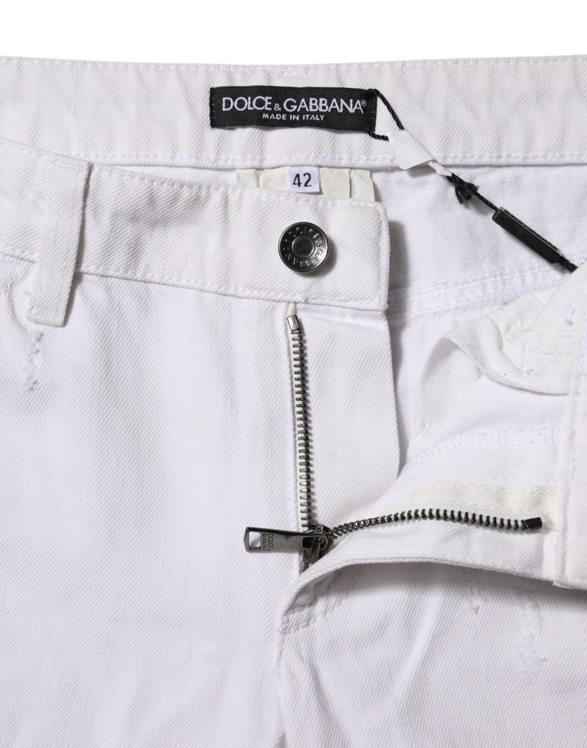 Dolce & Gabbana White Cotton Mid Waisted Women Denim Jeans by Dolce & Gabbana