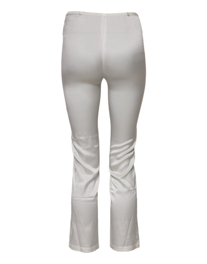 Dolce &amp; Gabbana Ivory Silk Tapered High Waist Pants