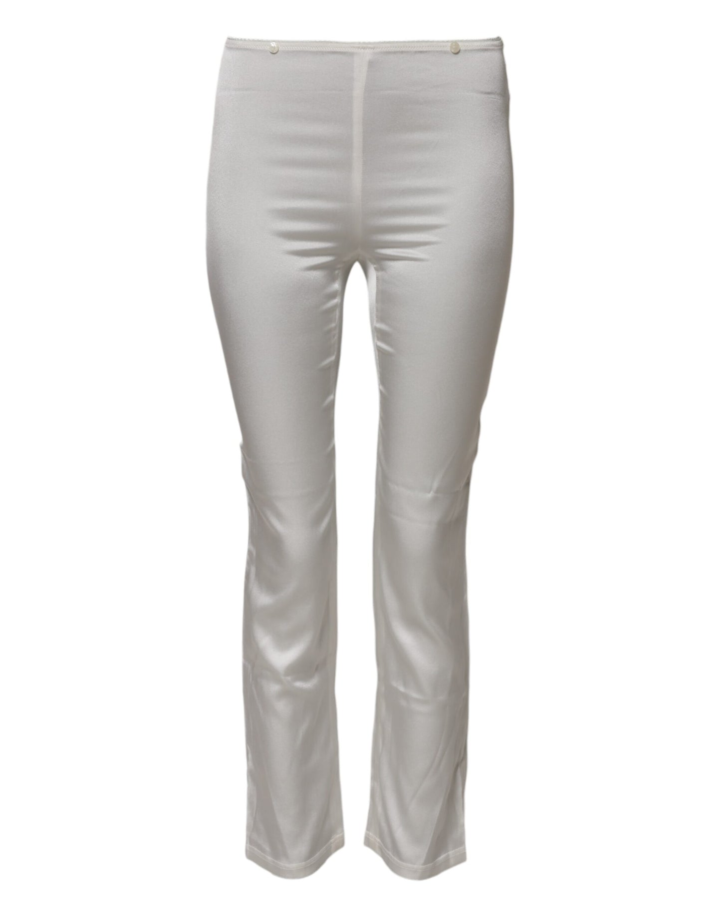 Dolce &amp; Gabbana Ivory Silk Tapered High Waist Pants