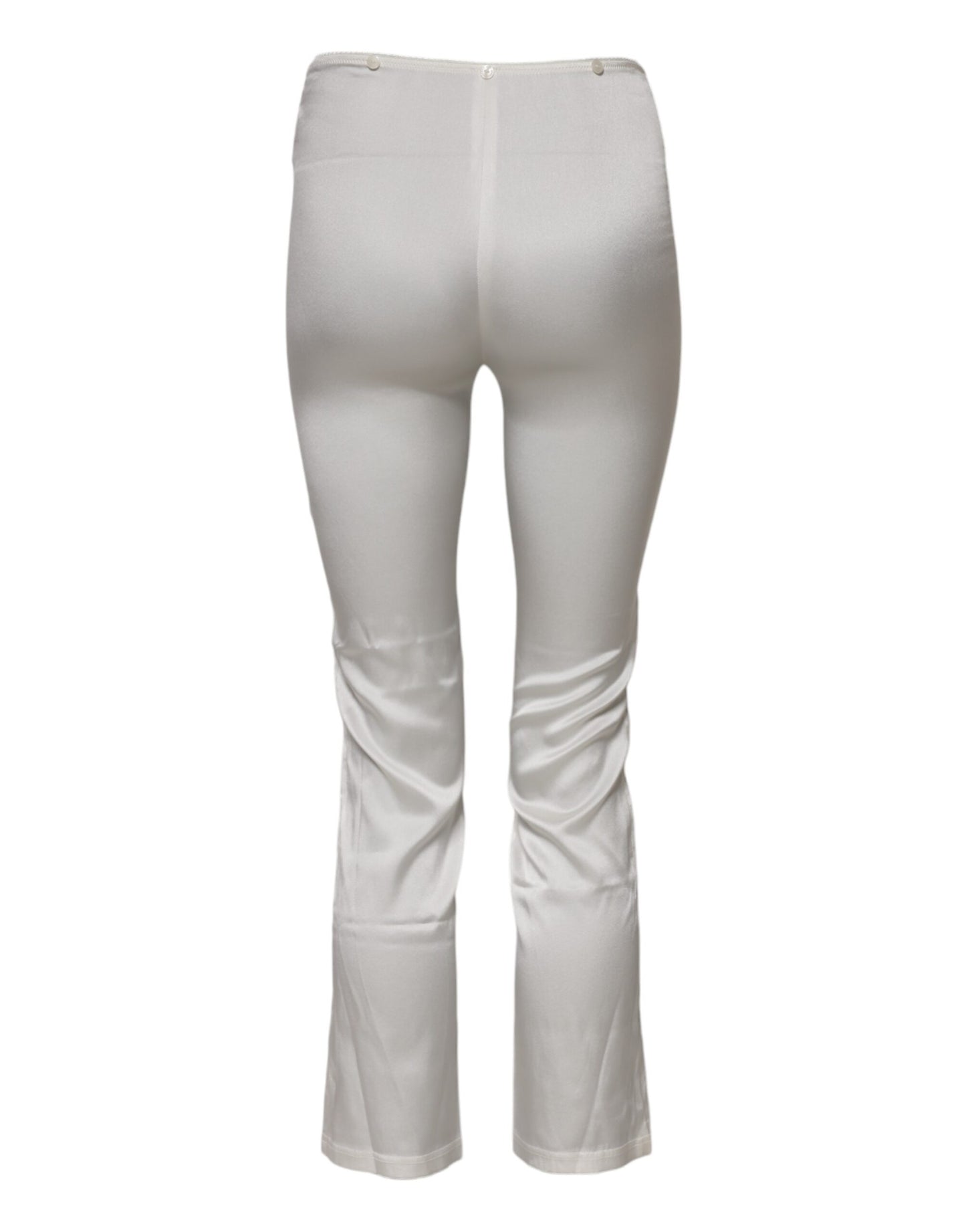 Dolce &amp; Gabbana Ivory Silk Tapered High Waist Pants