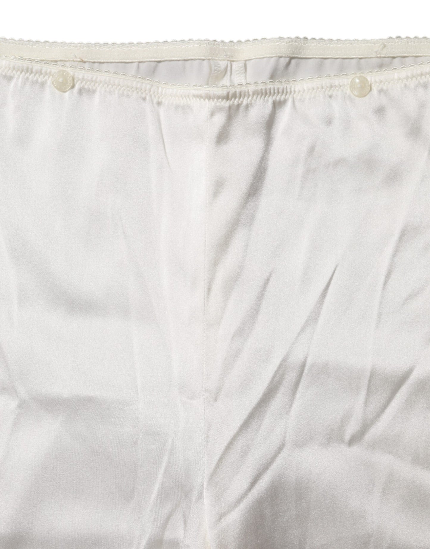 Dolce &amp; Gabbana Ivory Silk Tapered High Waist Pants