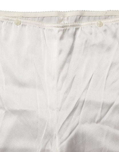 Dolce &amp; Gabbana Ivory Silk Tapered High Waist Pants
