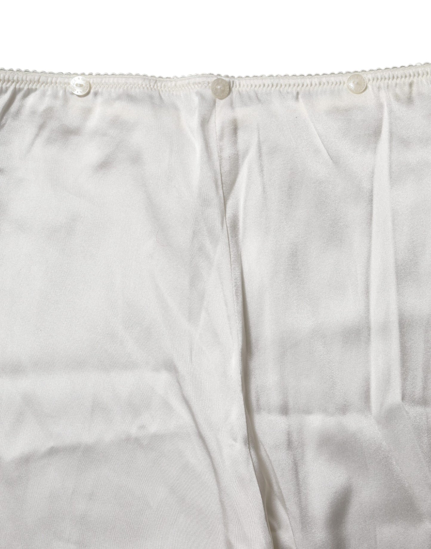Dolce &amp; Gabbana Ivory Silk Tapered High Waist Pants