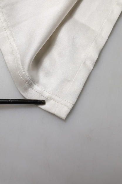 Dolce &amp; Gabbana Ivory Silk Tapered High Waist Pants