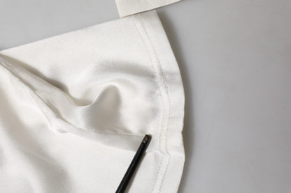 Dolce &amp; Gabbana Ivory Silk Tapered High Waist Pants