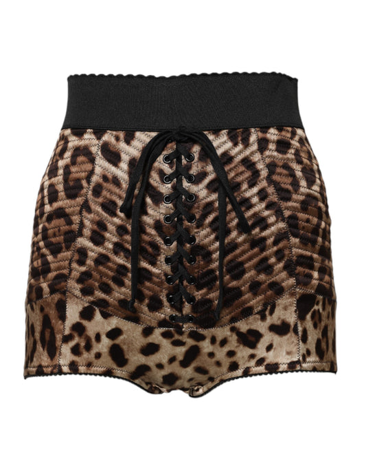 Short taille haute à imprimé léopard marron Dolce &amp; Gabbana