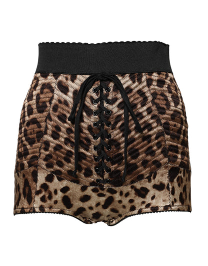 Short taille haute à imprimé léopard marron Dolce &amp; Gabbana