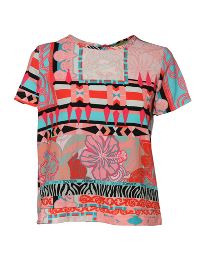 Versace Jeans Multicolor Print Short Sleeves Women Blouse Top by Versace Jeans