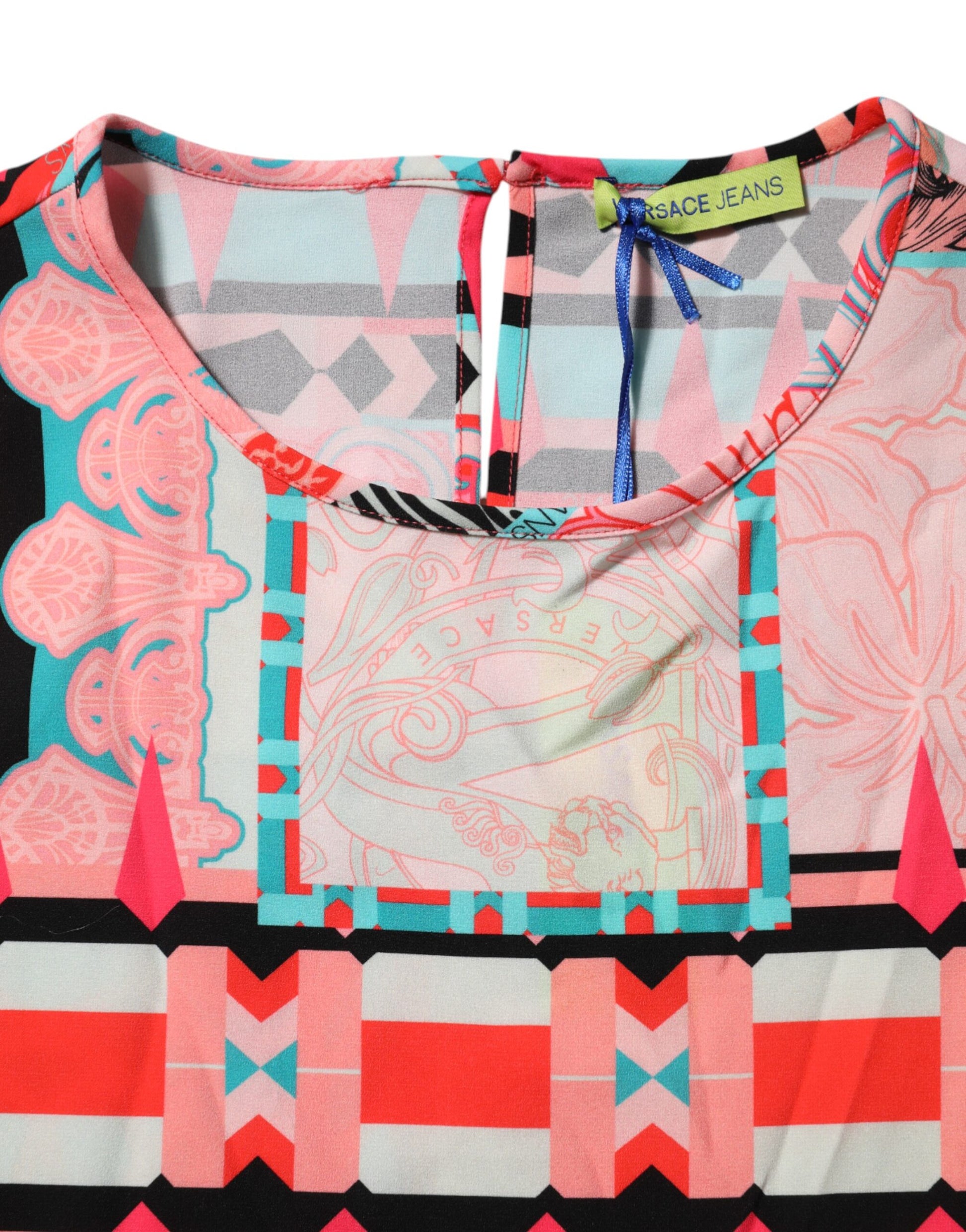 Versace Jeans Multicolor Print Short Sleeves Women Blouse Top by Versace Jeans