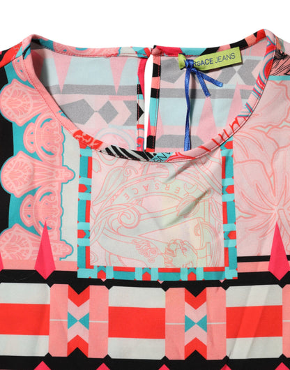 Versace Jeans Multicolor Print Short Sleeves Women Blouse Top by Versace Jeans