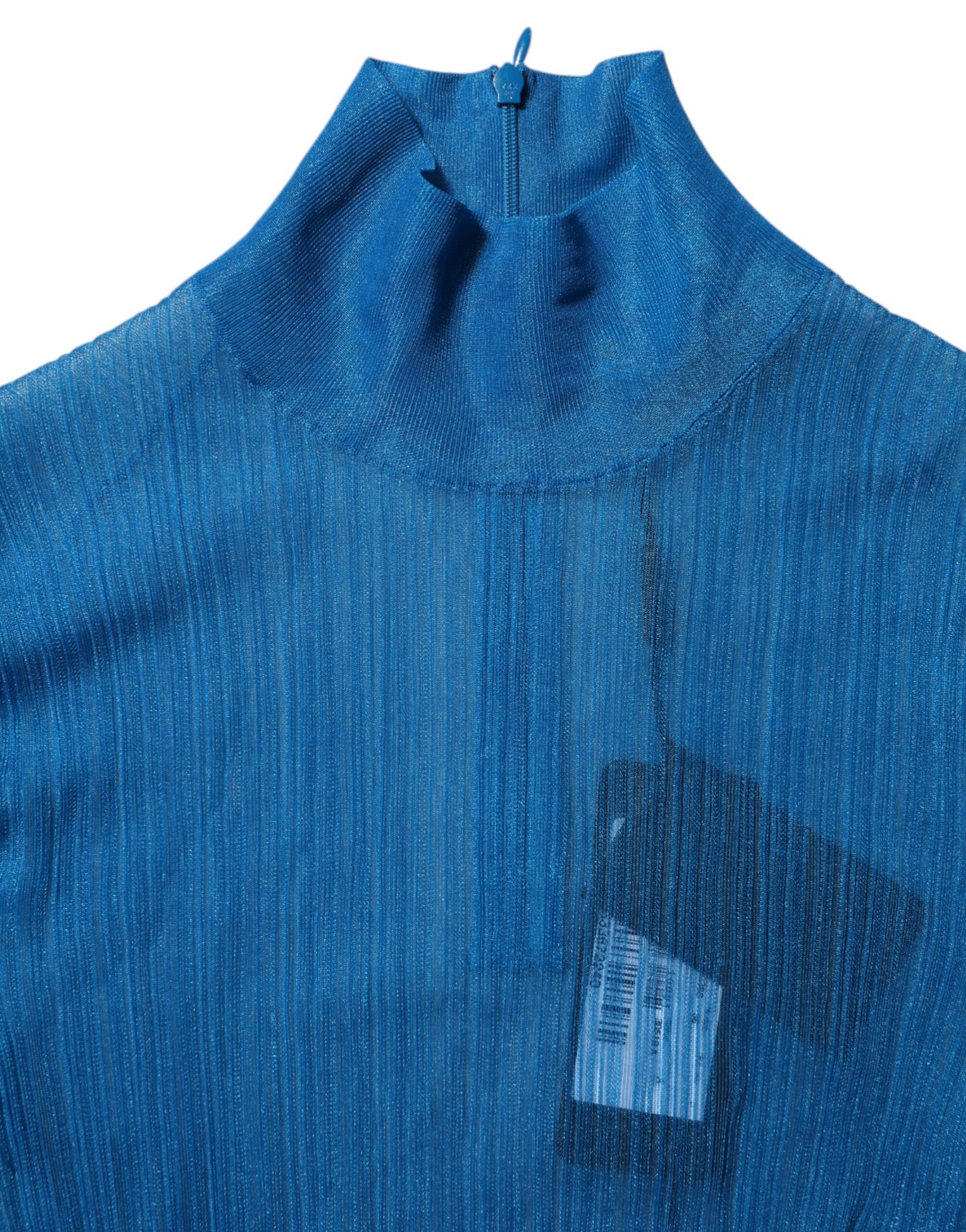 Dolce & Gabbana Blue See Through Turtleneck Long Sleeves Top by Dolce & Gabbana