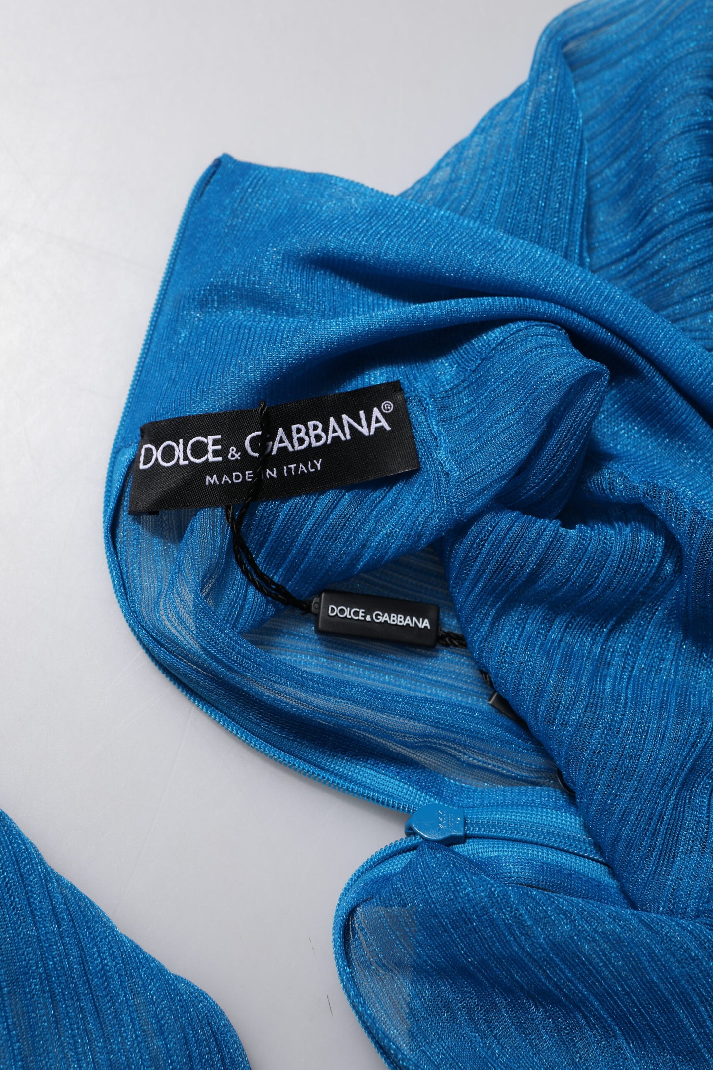 Dolce & Gabbana Blue See Through Turtleneck Long Sleeves Top by Dolce & Gabbana