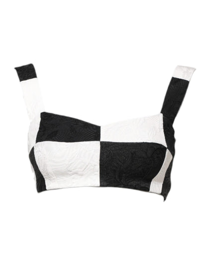 Dolce & Gabbana Black White Cropped Bustier Corset Bra Top by Dolce & Gabbana