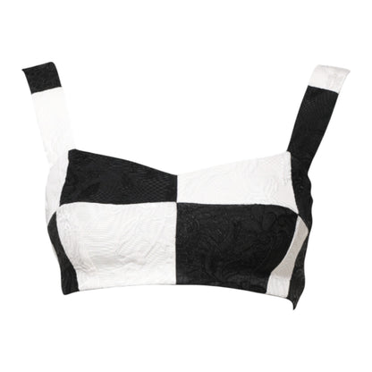 Dolce & Gabbana Black White Cropped Bustier Corset Bra Top by Dolce & Gabbana