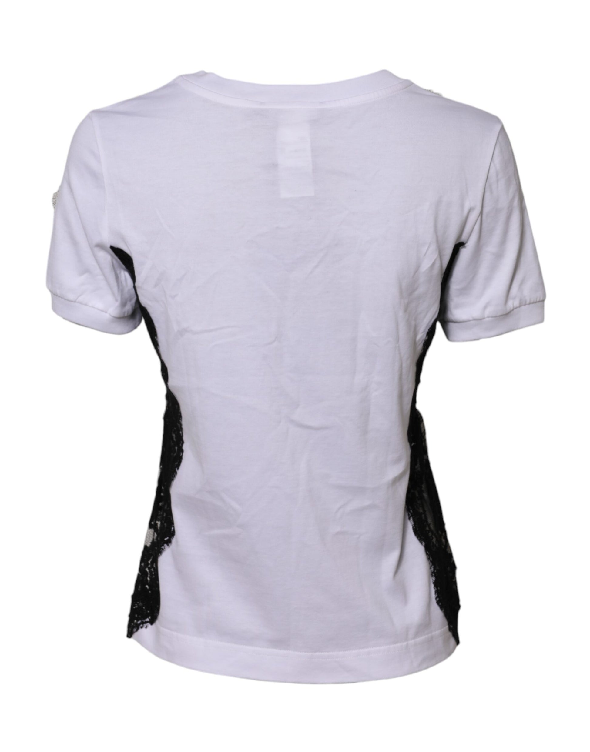 Dolce & Gabbana White Floral Lace DG Detailing Top T-shirt by Dolce & Gabbana
