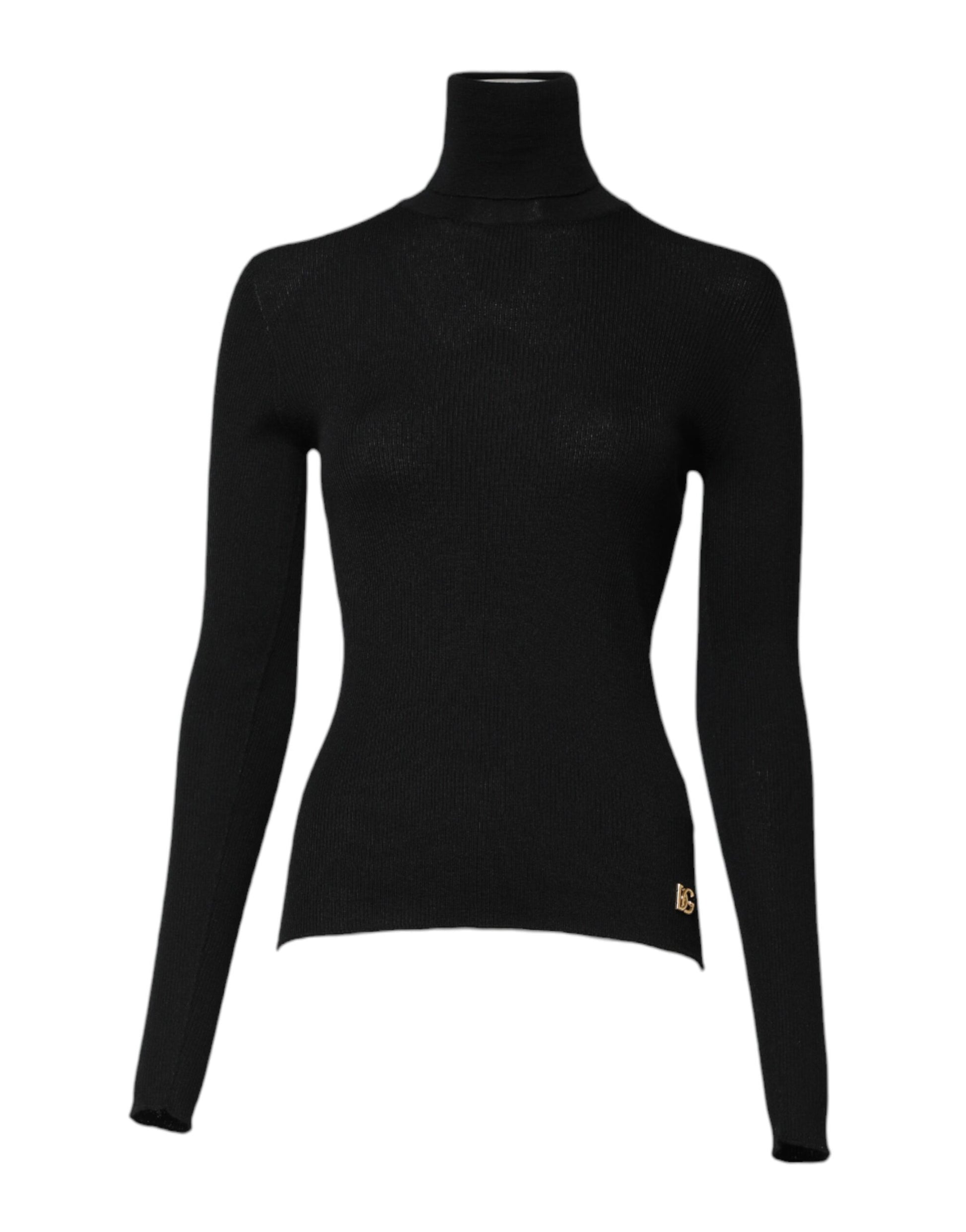 Dolce & Gabbana Black Cashmere Turtleneck Knitted Blouse Top by Dolce & Gabbana