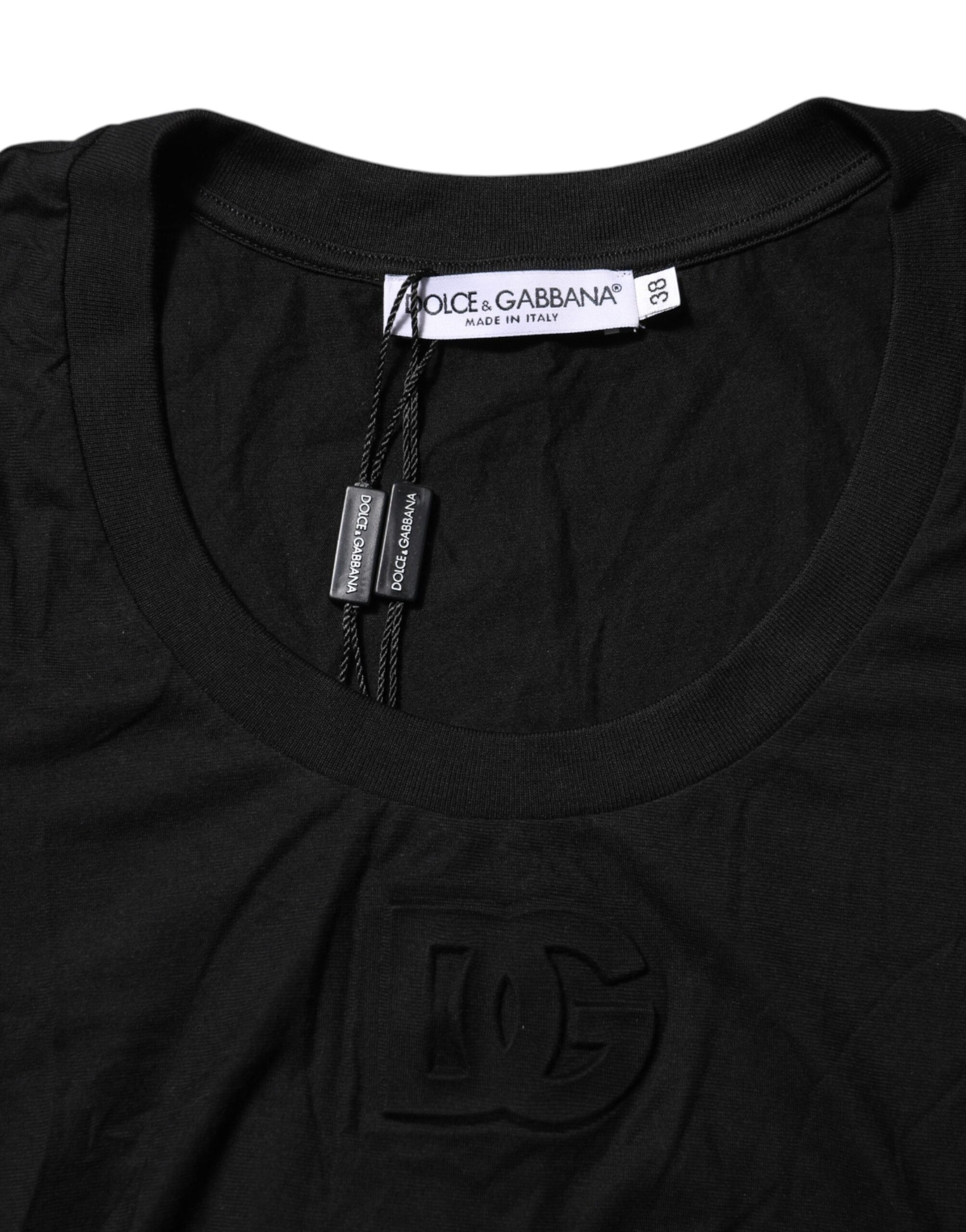 Dolce & Gabbana Black Cotton Short Sleeves Round Neck T-shirt by Dolce & Gabbana